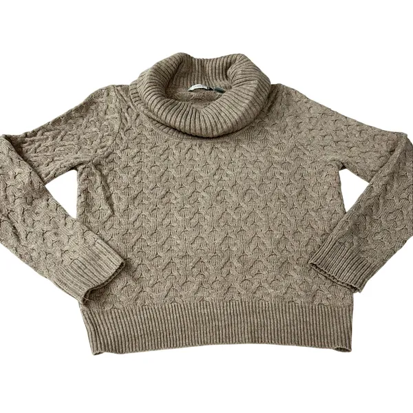 Willow Bay Cowl Neck Cable Knit Sweater Women's L Beige - Image 8