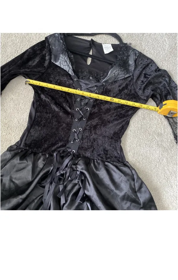 Gothic Whimsigoth Vampire Bride Witch Hooped Gown Dress Jrs. Large 12-14 - Image 7