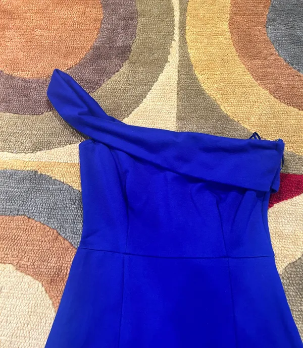 Like-New Super Down Hana One Shoulder Dress Bodycon Royal Blue Revolve Size XS - Image 2