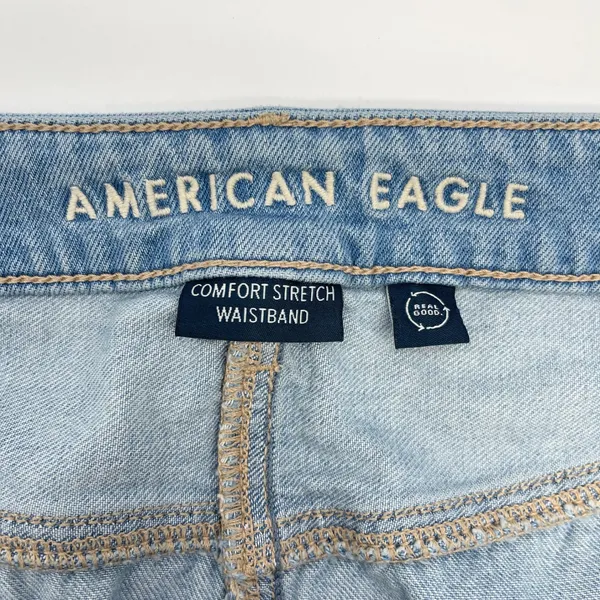 American Eagle Cargo Denim Skirt‎ Womens 16 Light Wash Stretch Front Slit Y2K - Image 8