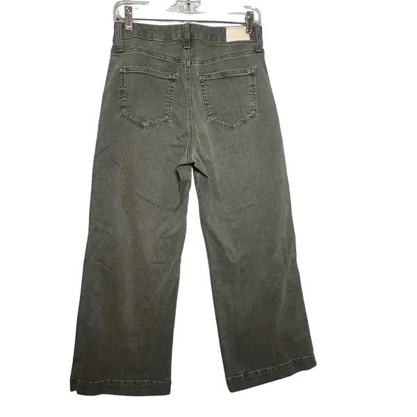 PAIGE Anessa High‎ Rise Wide Leg Cropped Jeans Vintage Bayou Green 27 Preppy - Image 3