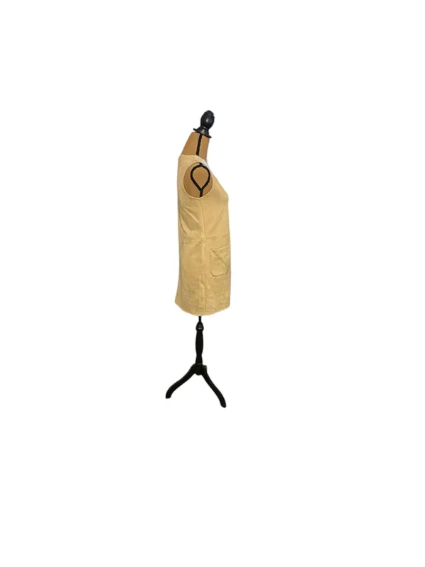 Max Studio Womens XS Faux Suede Mini Shift Dress Taupe Tan V Neck Pockets NWT - Image 3