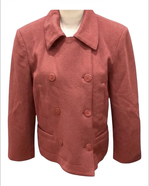 Vintage Harve Benard Dusty Pink Double Breasted Wool Cashmere Pea Coat 10 - Image 3