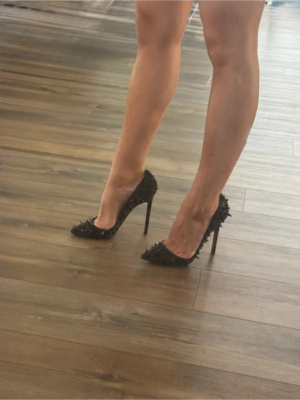 Christian Louboutin Black Spike Pigalili Potpourri Strass 120 Pumps 36.5 - Image 10