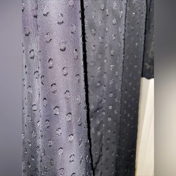 Long Sleeve Maxi Black Swiss Dot Dress Size Large - Image 6