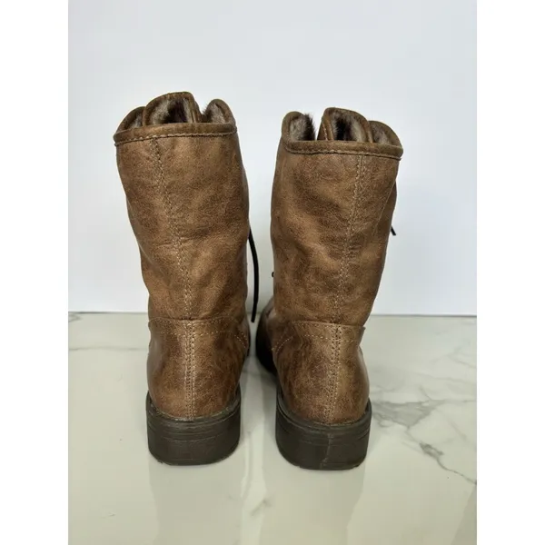 Arizona Jeans Faux Fur Fold Down Brown Combat Boots Womens Size 7 Lace Up⁠ - Image 5