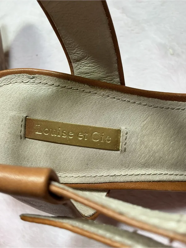 Louise et Cie Cognac Leather Ankle-Strap Block Heels - Image 5