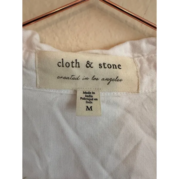 Cloth‎ & Stone Shirt Dress Women Medium White Tencel Relaxed Button Down Casual - Image 4