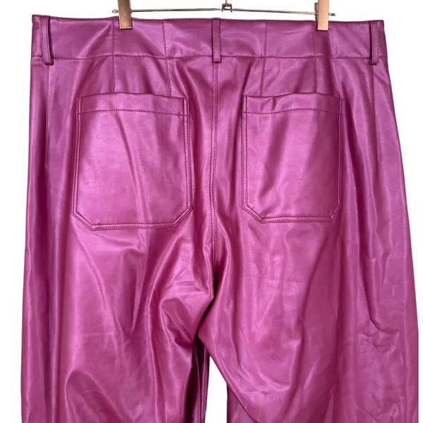 Anthropologie Maeve Colette Faux Leather Wide Leg Cropped Pants Pink Size 20W - Image 8