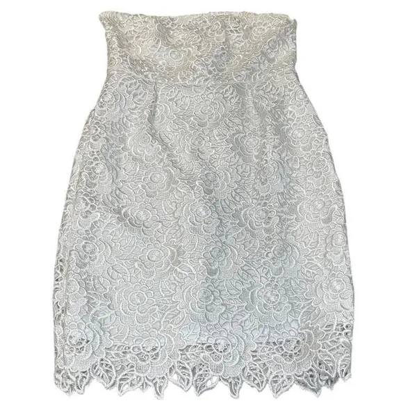 MM Couture Miss Me White‎ Strapless Lace Mini Dress Medium Wedding Cocktail - Image 4