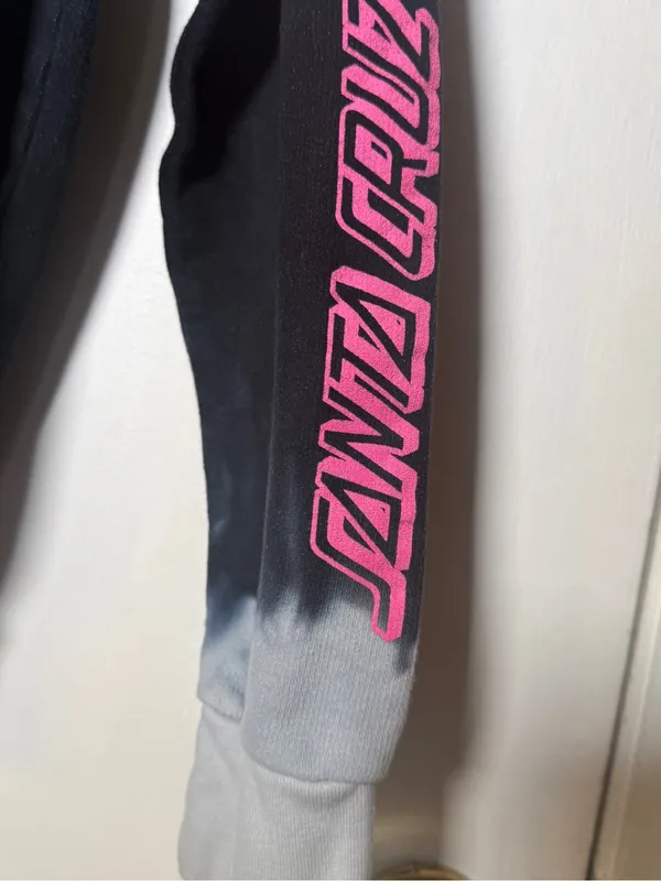 Santa Cruz Skateboards Womens Tie-Dye Hoodie Sweatshirt - Black & Gray Small - Image 3