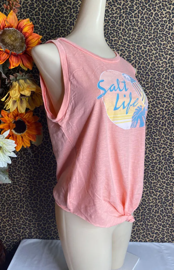 Salt Life NWOT Pink Peach POLLY IN PARADISE Muscle Tank Top SMALL - Image 3