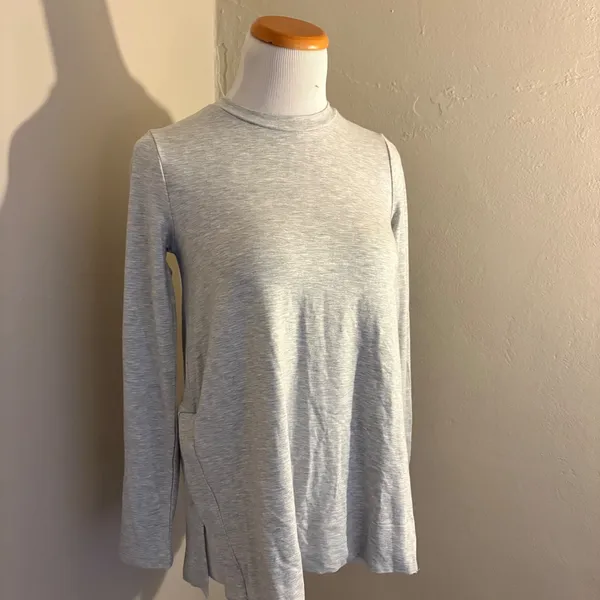 Anthropologie Daily Ritual Heather Gray Long Sleeve Crewneck Tunic Top Small - Image 3
