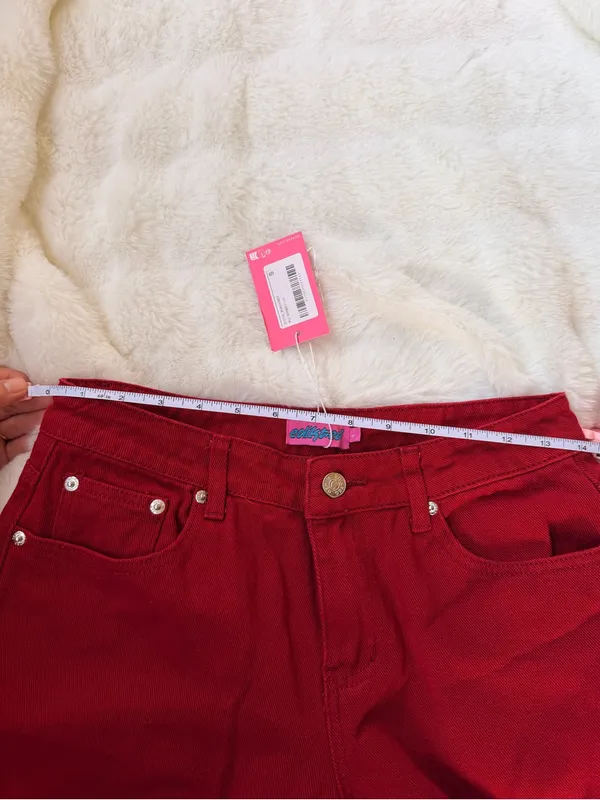 Edikted Deep Red Low -Waist Jeans - Image 2