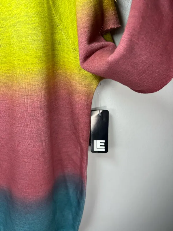 Ombre Cutout Sweatshirt Yellow Pink Blue Wide Neck Slouchy 80s Streetwear Large - Image 7
