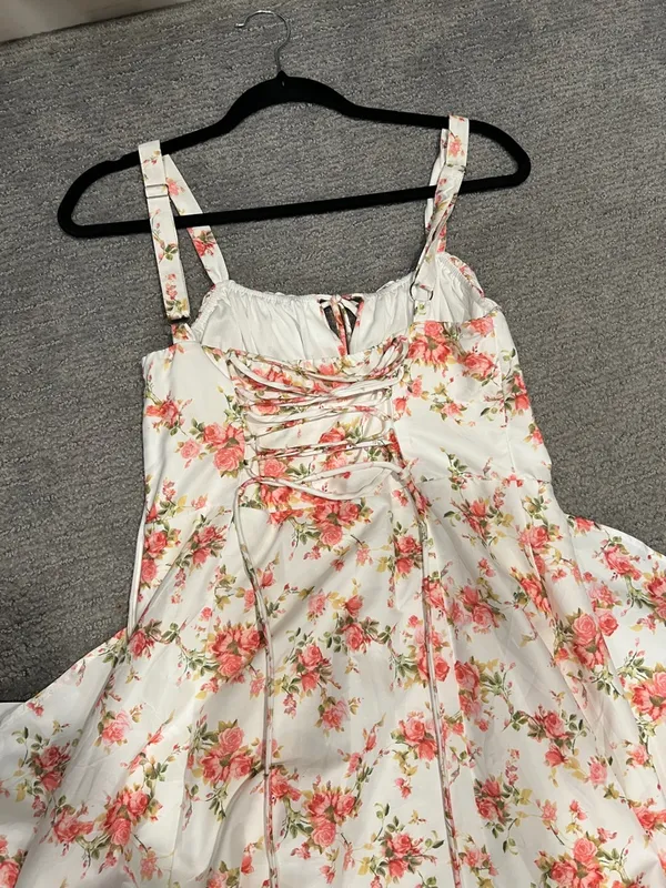 NWT Amazon Summer Corset Dress Floral Midi Dress with Pink Blossoms - Image 4