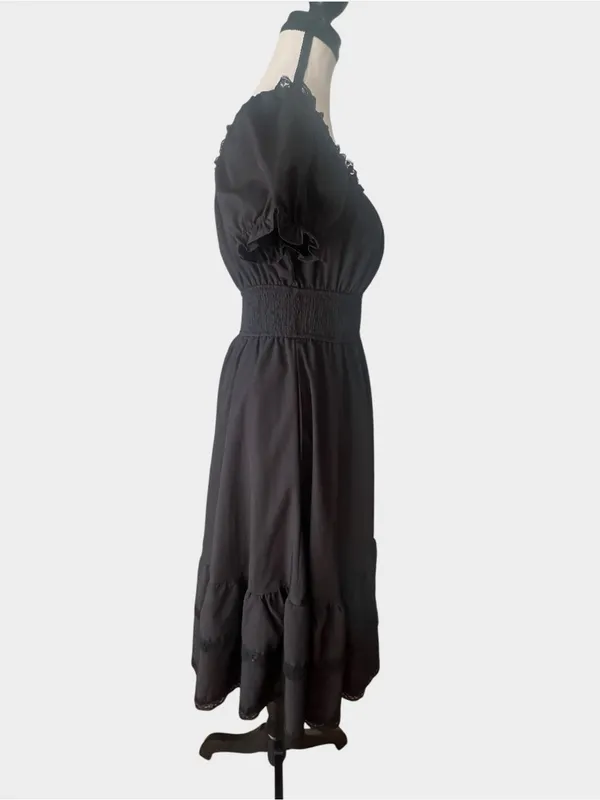 Scarlet Darkness Black Gothic Pirate A-Line Midi Dress Pockets Small - Image 5