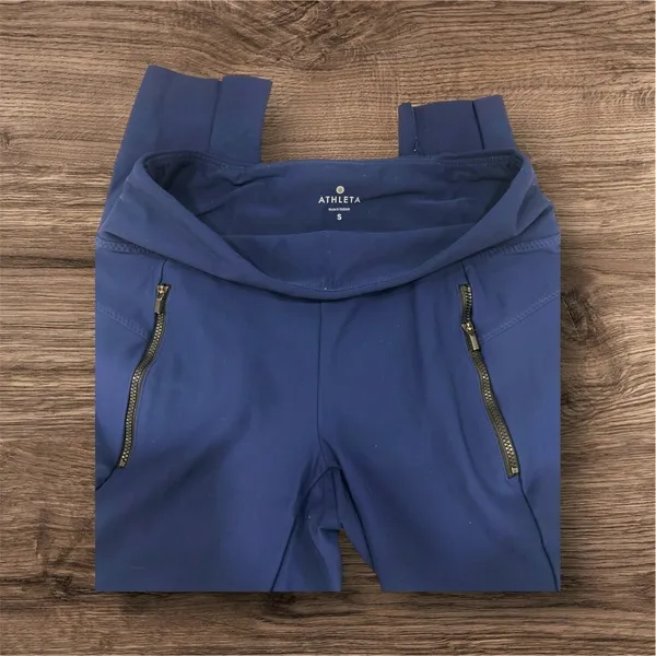 Athleta Stella Tight Leggings Navy Blue Zip Pockets Sz Small Ankle Stretch Pant - Image 6