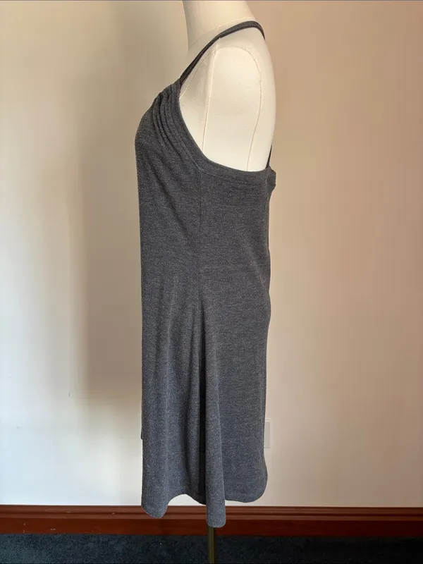 Charcoal Gray Halter Midi Dress - Sleek Everyday Staple - Image 3