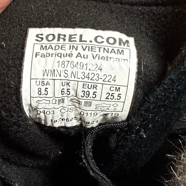 Sorel Explorer Joan Waterproof Winter Boots Black Suede Faux Fur 8.5 Gorpcore - Image 7