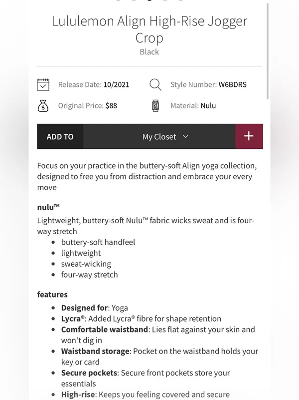 Lululemon Align Crop Joggers - Image 2