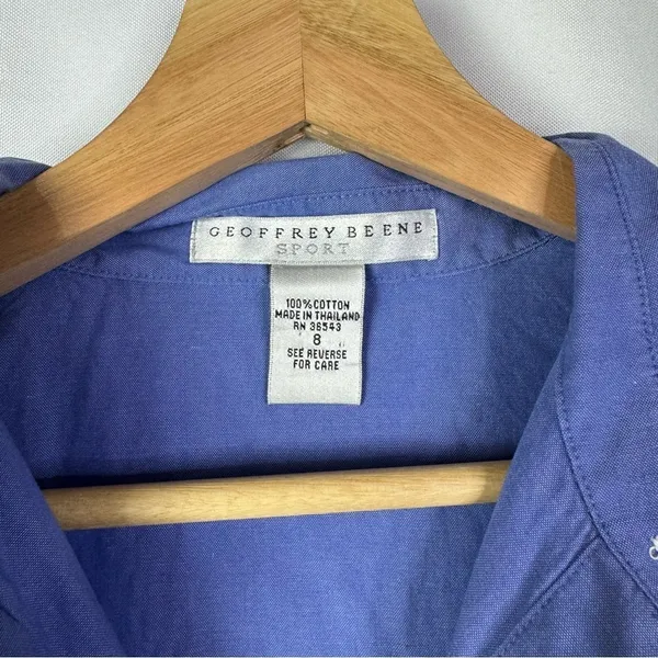 Vintage Geoffrey Beene Sport Blue Collar Y2K Button Down Tank‎ Top 8 - Image 4