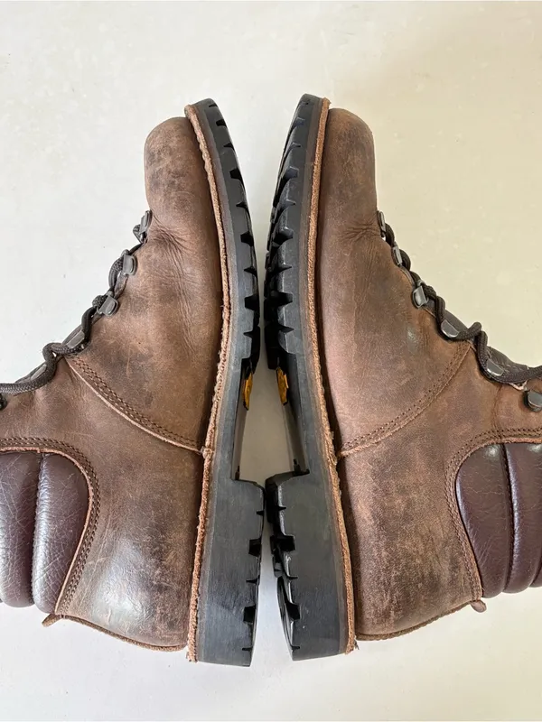 Eddie Bauer Women Waterproof Brown Leather Hiking Boots Sz 9.5 Vibram Sole Italy - Image 9