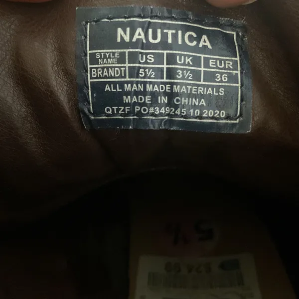 Nautica Women’s Brown Lace Up Wedge Ankle Boots Size 5.5 Knit Cuff - Image 7