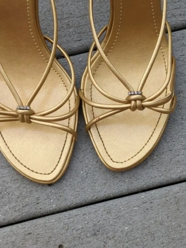 Delicious Open Toe Strappy Heel Sandals Gold Size 9 - Image 3