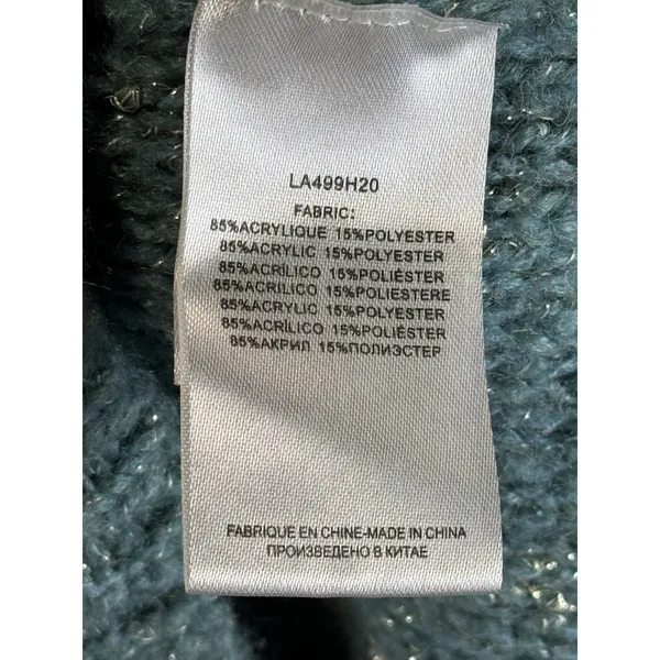 Molly Bracken‎ Teal Blue Cowl Neck Tunic Sweater Metallic Speckled L/XL LA499H20 - Image 7