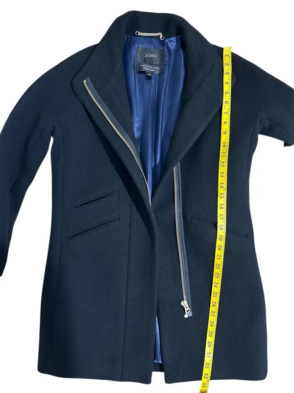 J.Crew Italian Stadium Cloth Nello Gori Wool Blend Zip Coat - Size 4 - Black - Image 7