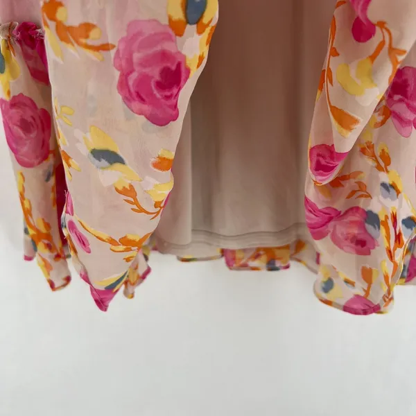 Betsey Johnson Dress Womens 4 Multicolor Floral Halter Neck Back Zip Peplum‎ Hem - Image 5