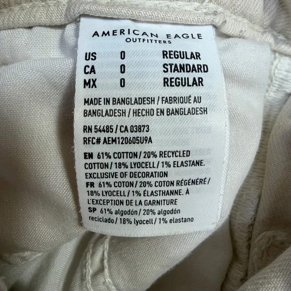 American Eagle Jeans Womens 0 Cream Wide Leg Boho Coastal Utility Front Seam - Image 3