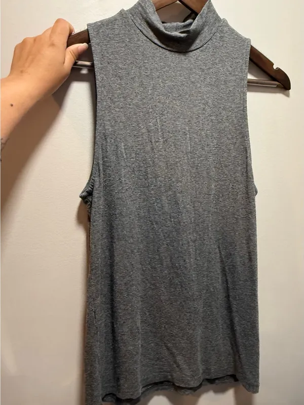 H&M Grey Sleeveless Turtleneck Tank Top Medium - Image 2
