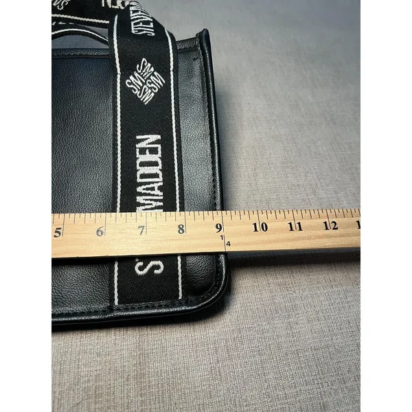 Steve Madden Crossbody Bag Womens Small Black Logo Strap Pouch Set Shoulder - Image 14