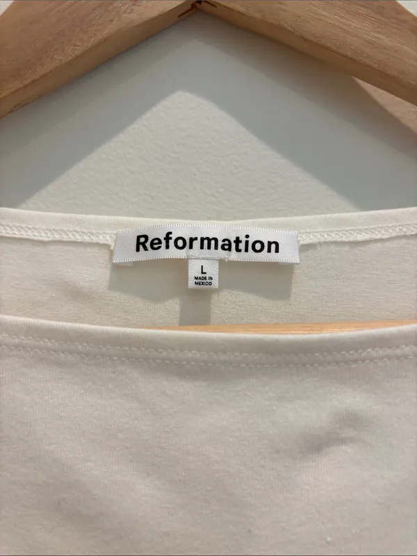 Reformation Dress Mayve Knit White Mini Size Large - Image 5