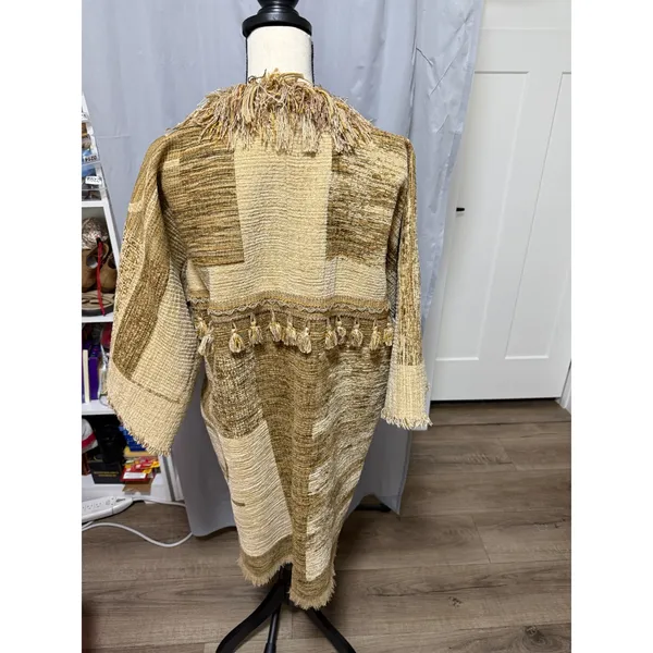 Handmade Boho Art Coat-Textured Fringe & Beaded Jacket Handmade by SK - Image 5