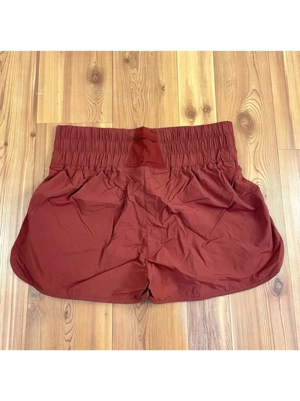 Zenana Windbreaker Athletic Shorts Plus Size 1X Smocked Waist Nylon NWOT Granola - Image 3