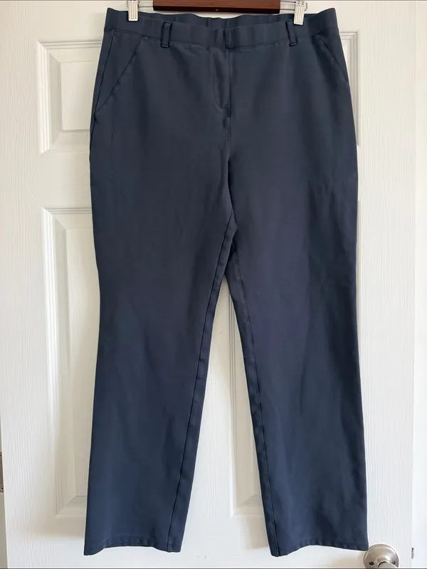 Quince Ultra Stretch Ponte Straight Leg Pants Navy XL Tall Pull-On Career - Image 2