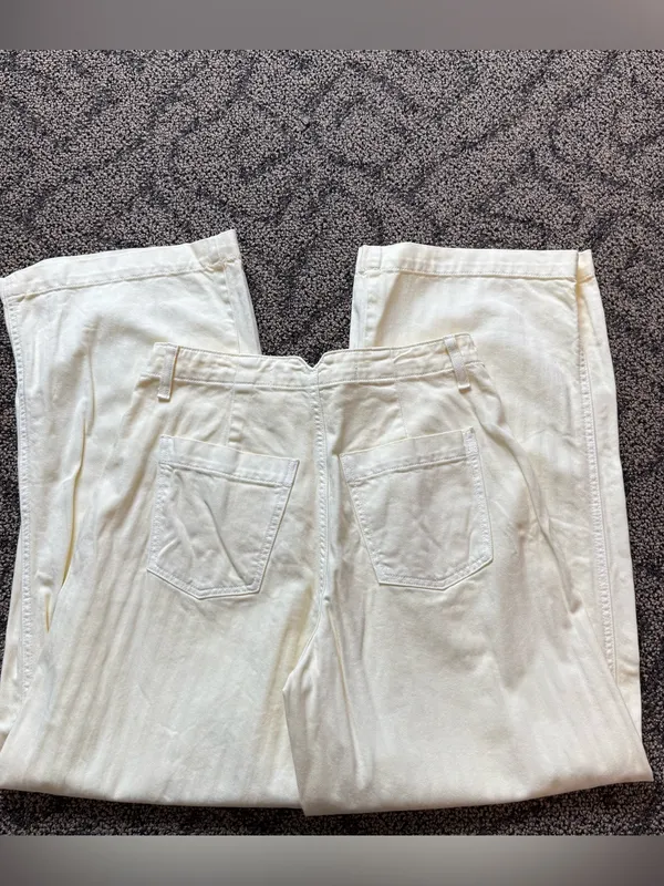 Old Navy High Rise Baggy Wide Leg Light Yellow Denim Pants 100% Cotton - Image 5