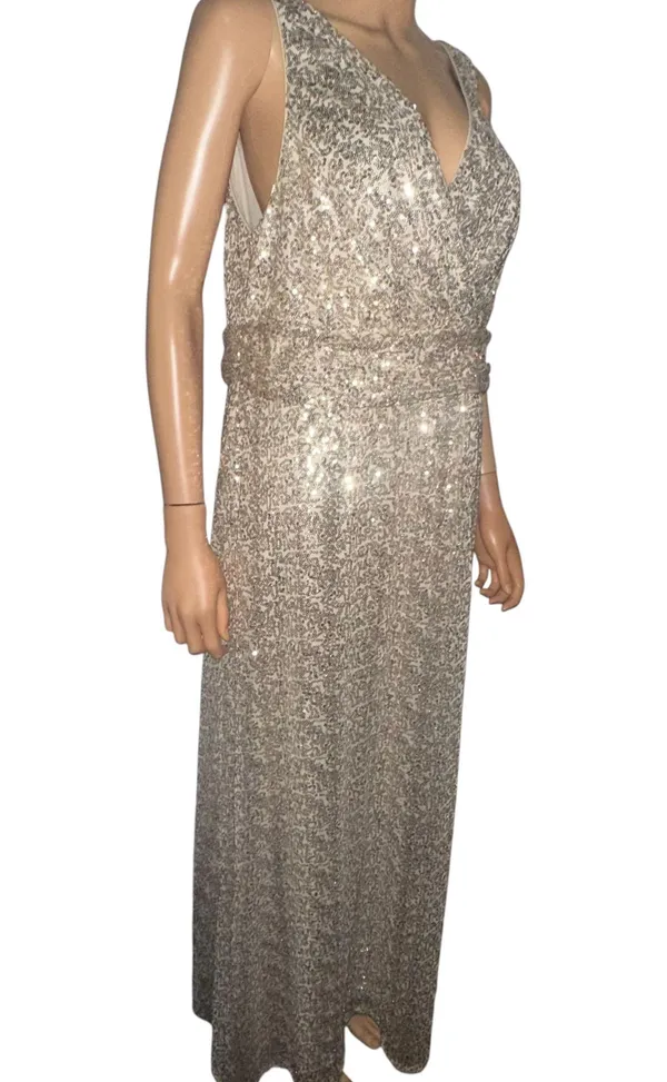 David’s bridal sleeveless gold sequined formal gown - Image 4