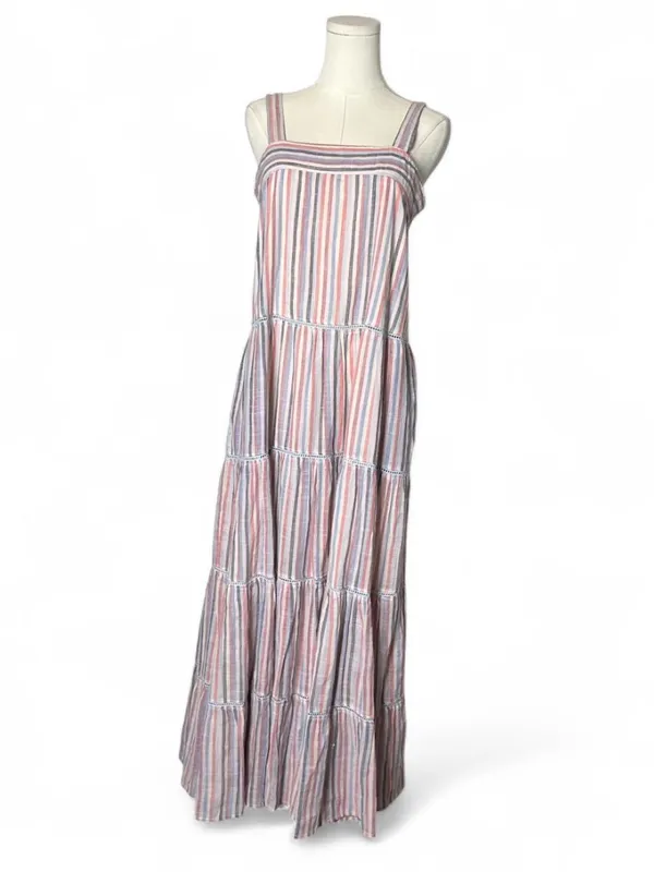 Sundry x Anthropologie Luna Striped Tiered Maxi Dress Beachy Vacation Resortwear - Image 3