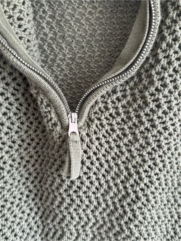 Aerie Olive Green Knitted Cropped Pullover - Image 5