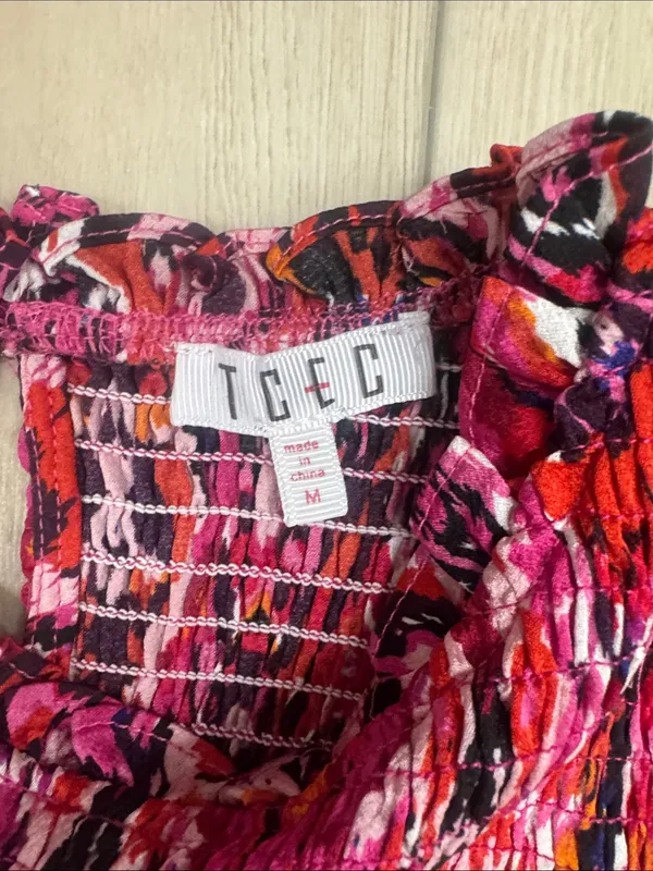 TCEC Pink Ikat Smocked Puff Sleeve Top - Image 4