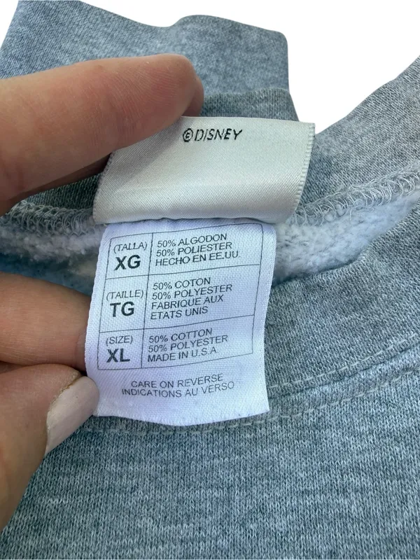 Disney Store Mickey Mouse Crewneck‎ Sweatshirt Vintage 90s USA Heather Gray XL - Image 8