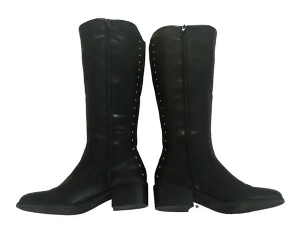 Bar III VAYLA BLACK PLEATHER VEGAN FAUX LEATHER RIDING BOOTS 6 - Image 5