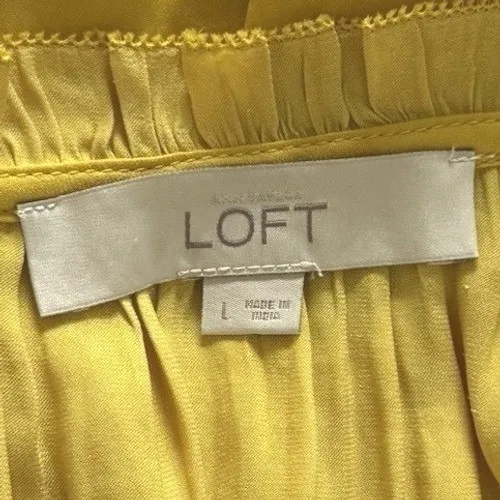 LOFT Women's Yellow Lace Up Tie Neck Sleeveless Peplum Blouse Top NWT Size Large - Image 4