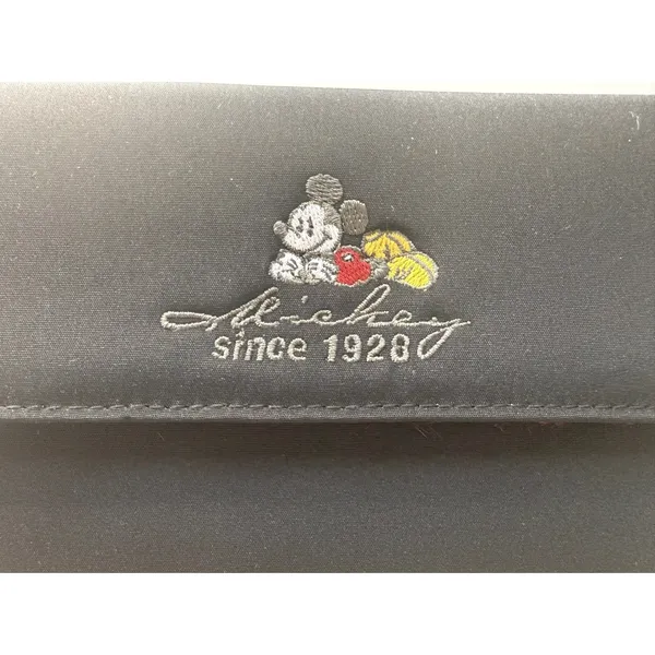 Disney Mickey Mouse Since 1928 Black Wallet Red Interior Snap‎ Closure FLAW - Image 2