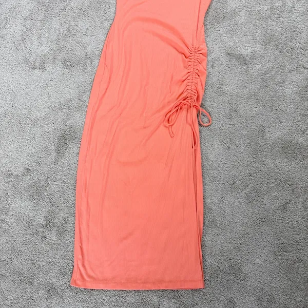 L*Space Wome’s Sandpiper Maxi Dress Sleeveless Ribbed Side Ruched Putty Orange S - Image 6