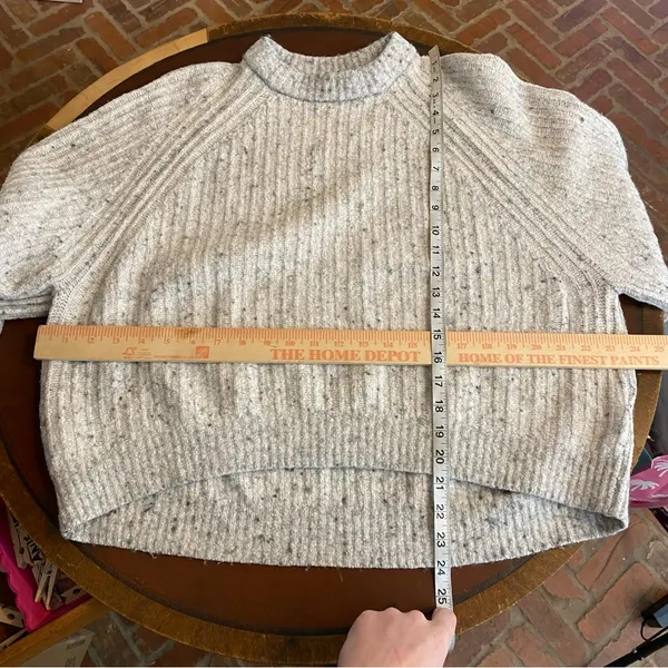 Madewell Ribbed Cotton-Blend Crew Neck Sweater Heather Dusk Grey Marl size small - Image 4